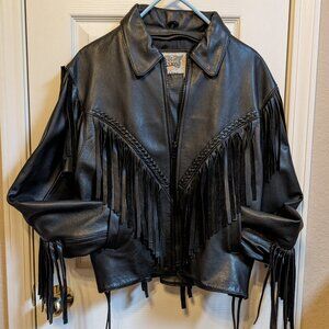 Wilsons Leather Black Fringed Leather Jacket